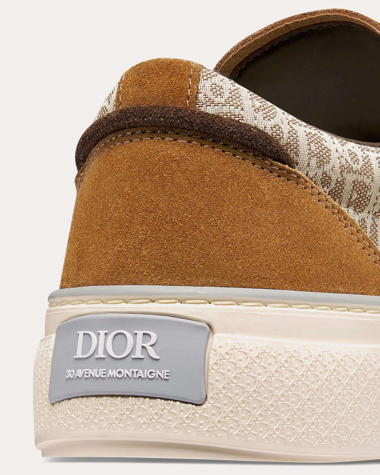 B33 Beige Dior Oblique Jacquard with Brown and Cognac Suede Low Top Sneakers