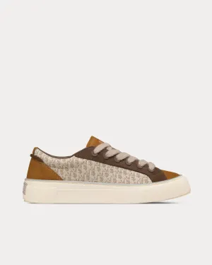 B33 Beige Dior Oblique Jacquard with Brown and Cognac Suede Low Top Sneakers