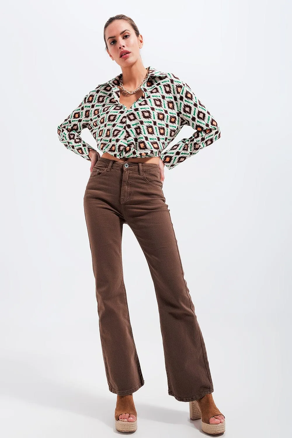 Brown Flared Jeans