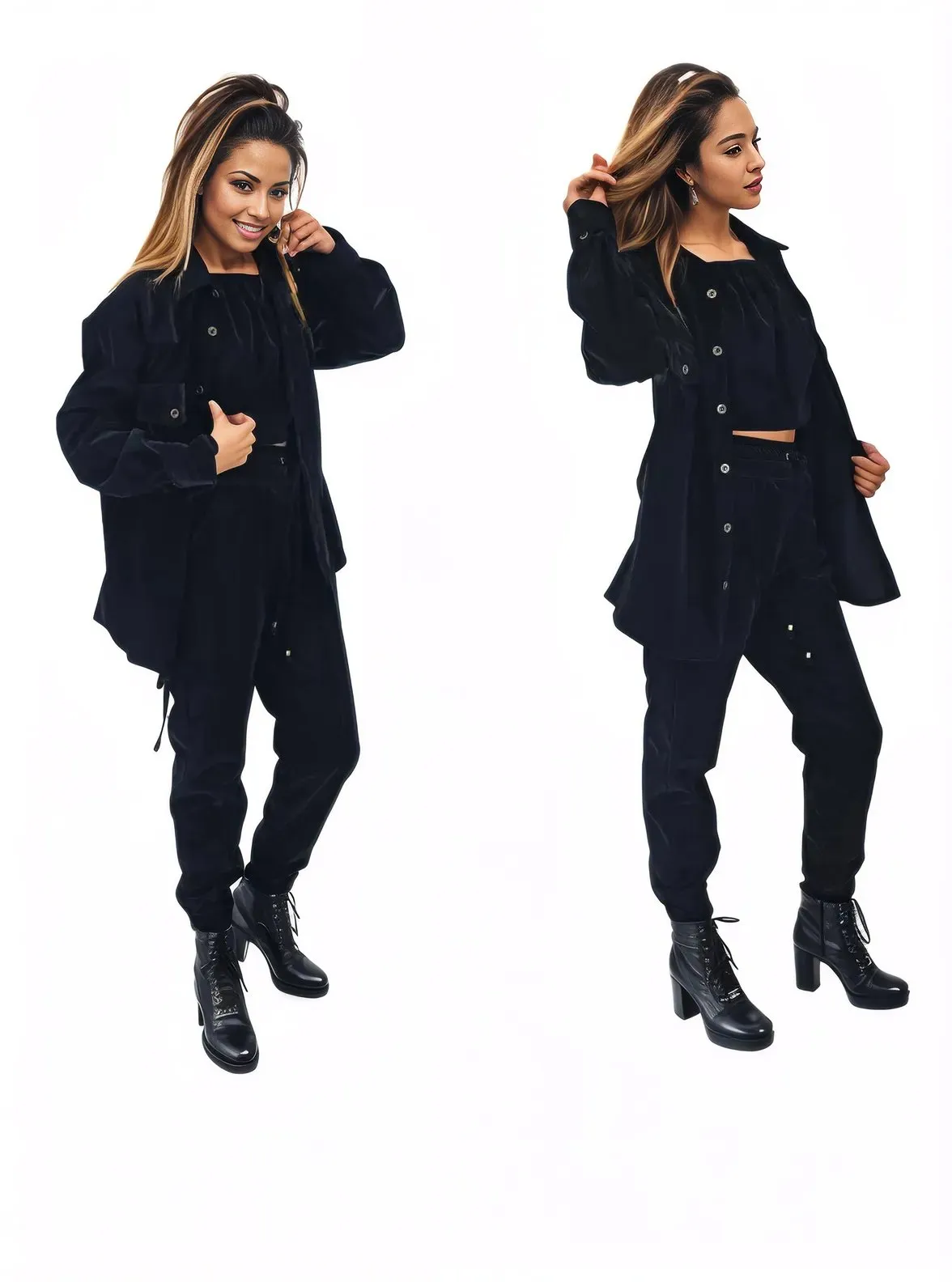 Buttery Soft Velvet Jogger Pants with Adjustable Waistband Black