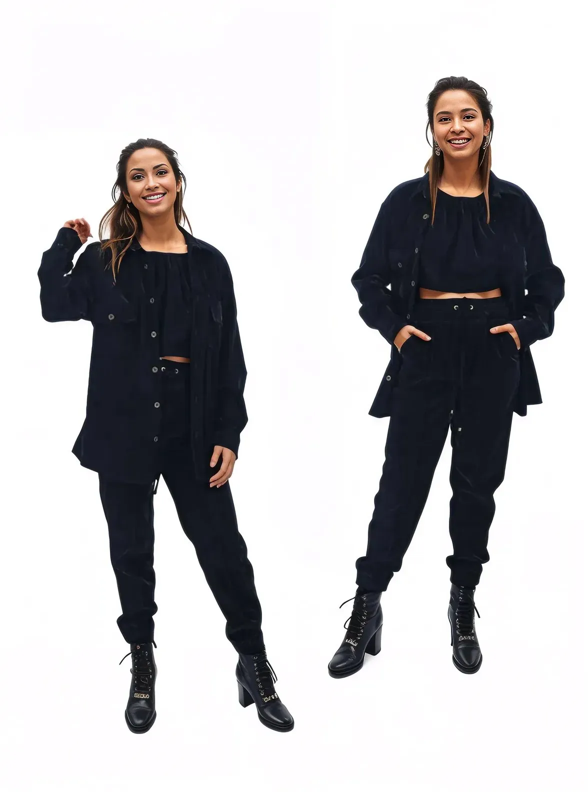 Buttery Soft Velvet Jogger Pants with Adjustable Waistband Black