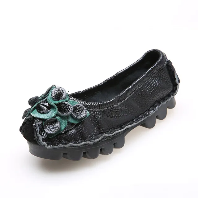 Dina Women's Flat Leather Loafer Shoes