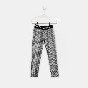 Girls Houndstooth Black Leggings