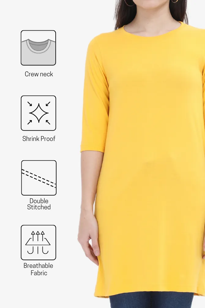 Golden Yellow T-shirt Dress for women