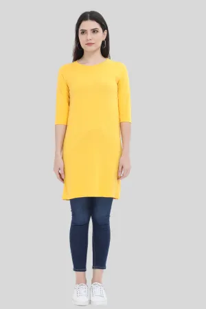 Golden Yellow T-shirt Dress for women