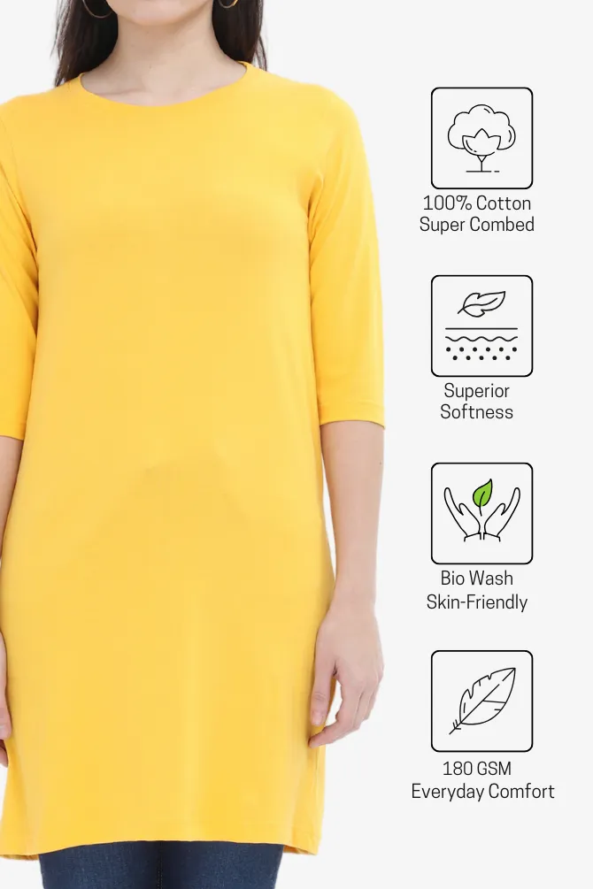 Golden Yellow T-shirt Dress for women