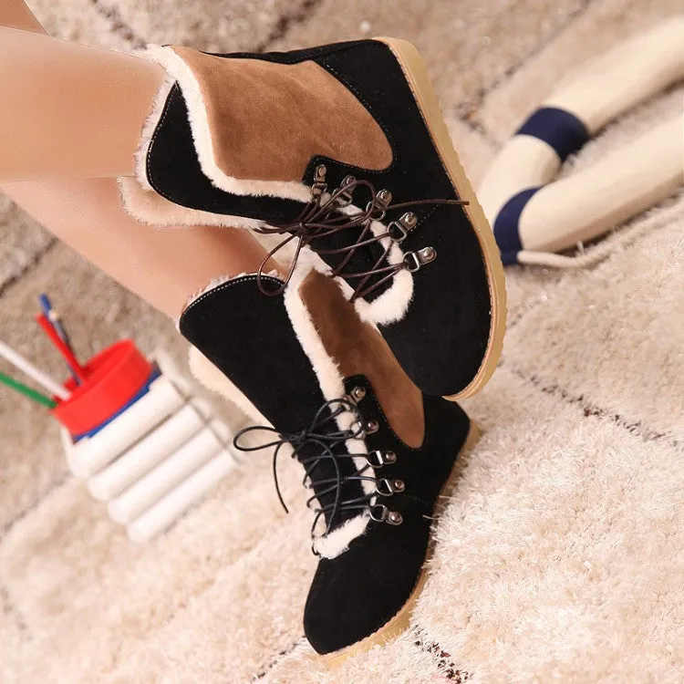 Hot Style Female Lace Up Fur Snow Boots