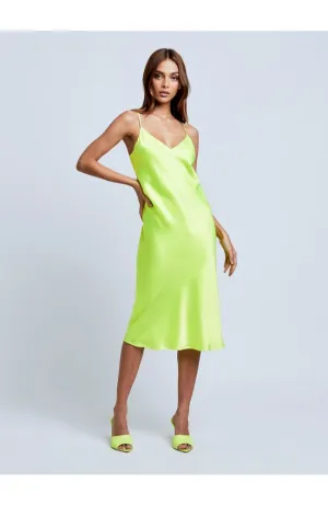 Jodie V Neck Slip Dress in Chartreuse
