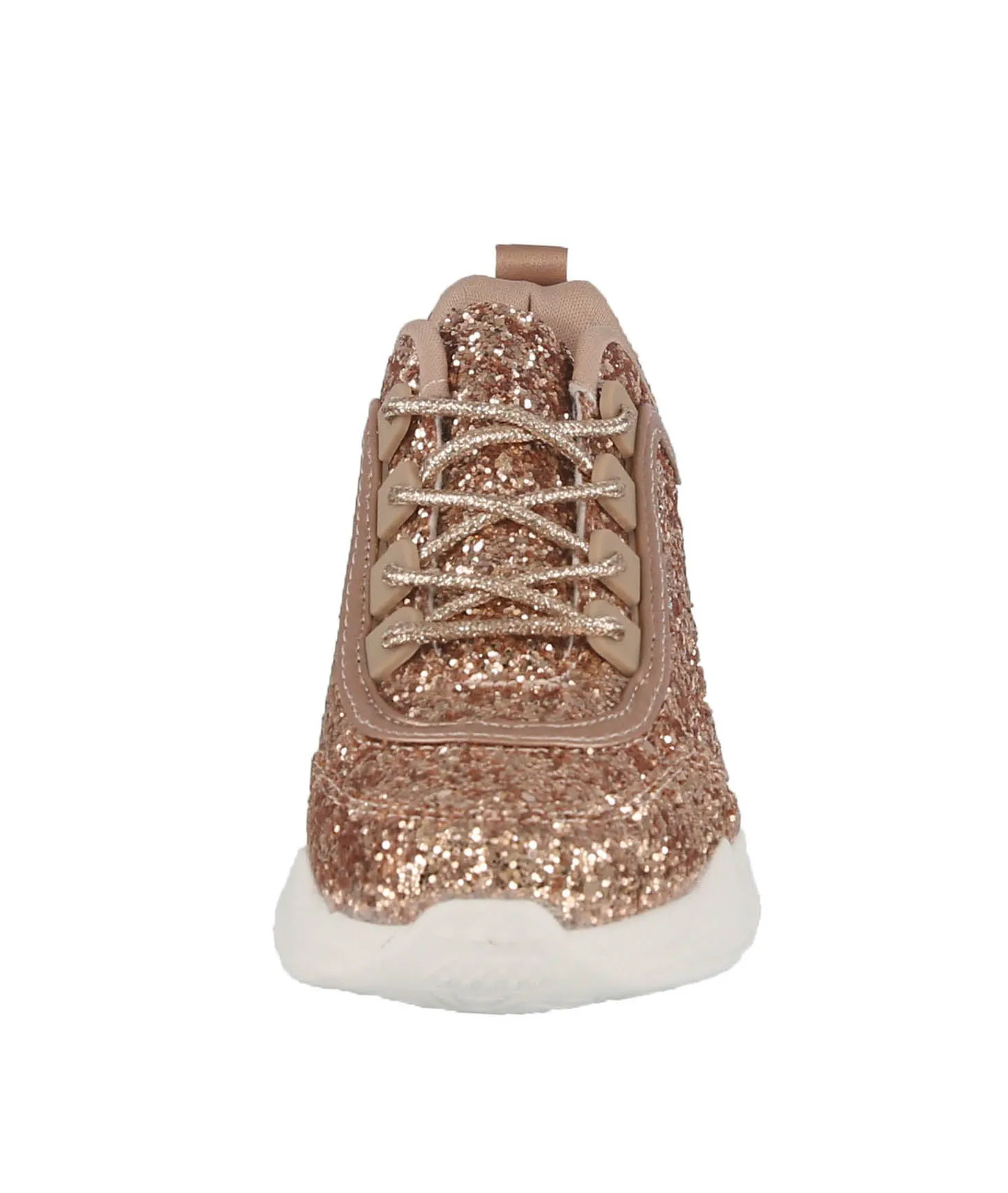 KID'S SHOES ROSE GOLD GLITTER TENNIS SNEAKERS KORY-1K