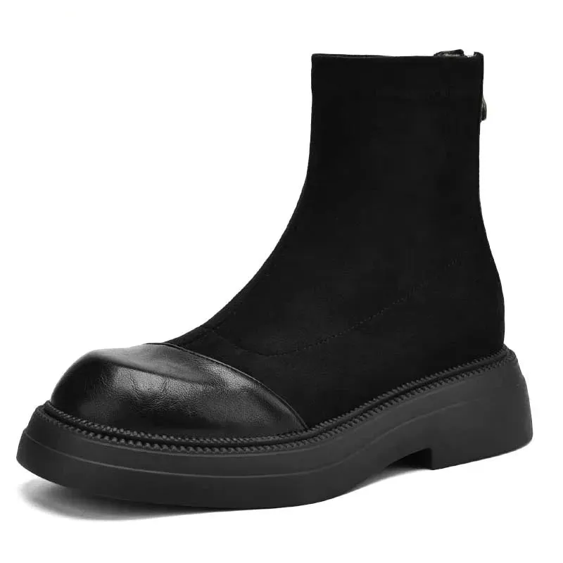Leather Chunky Heel Boot