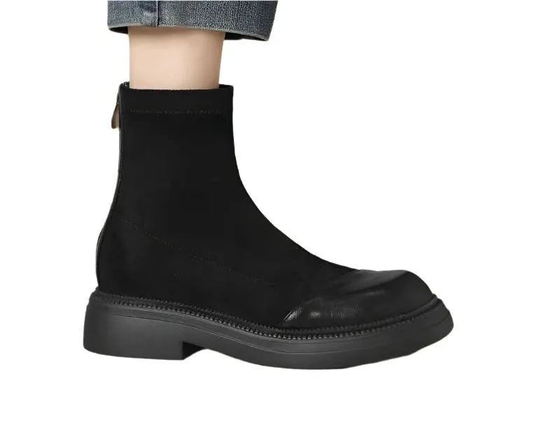 Leather Chunky Heel Boot