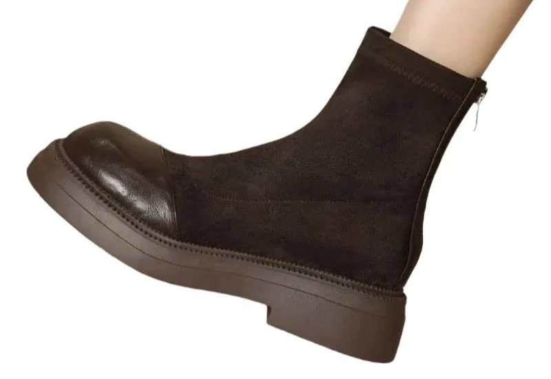 Leather Chunky Heel Boot