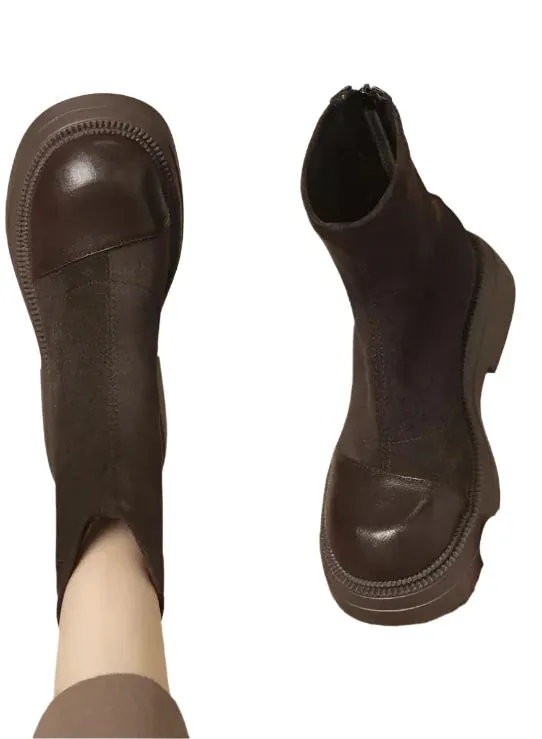 Leather Chunky Heel Boot