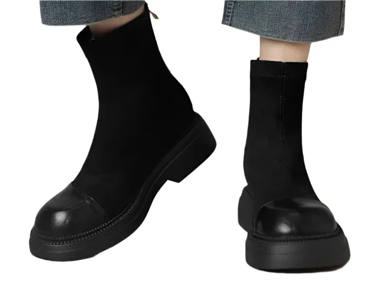 Leather Chunky Heel Boot