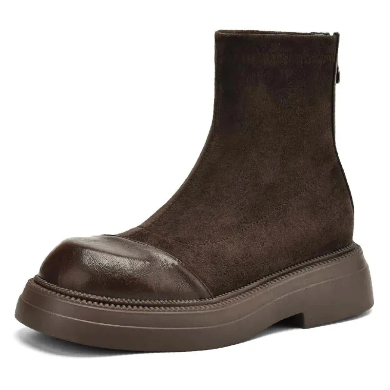 Leather Chunky Heel Boot