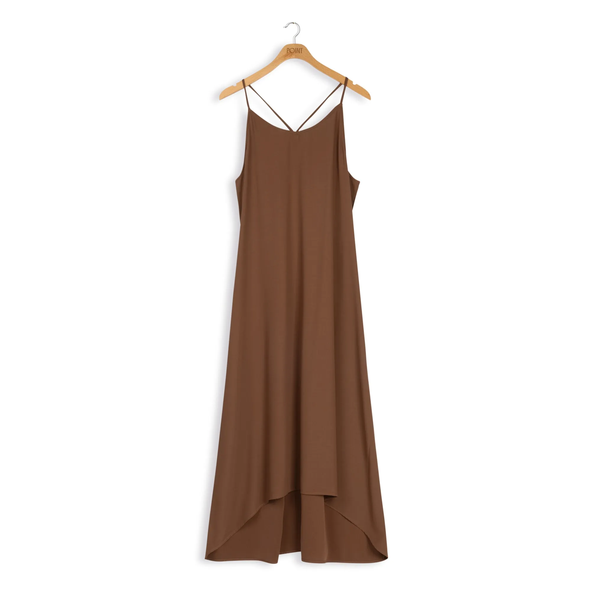 Point hi low slip dress