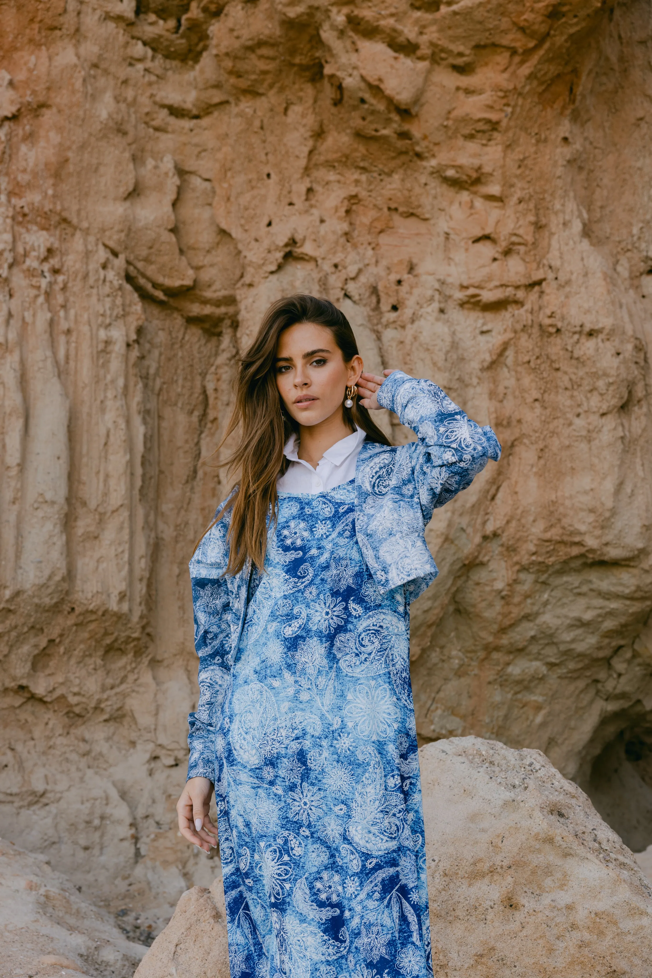 Point hi low slip dress