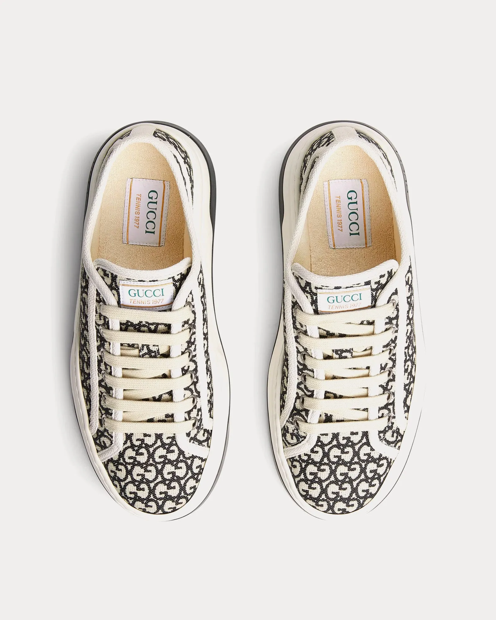 Tennis 1977 GG Canvas Jacquard Ivory / Black Low Top Sneakers