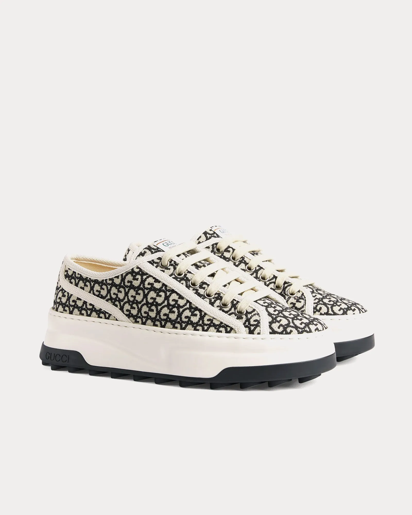 Tennis 1977 GG Canvas Jacquard Ivory / Black Low Top Sneakers