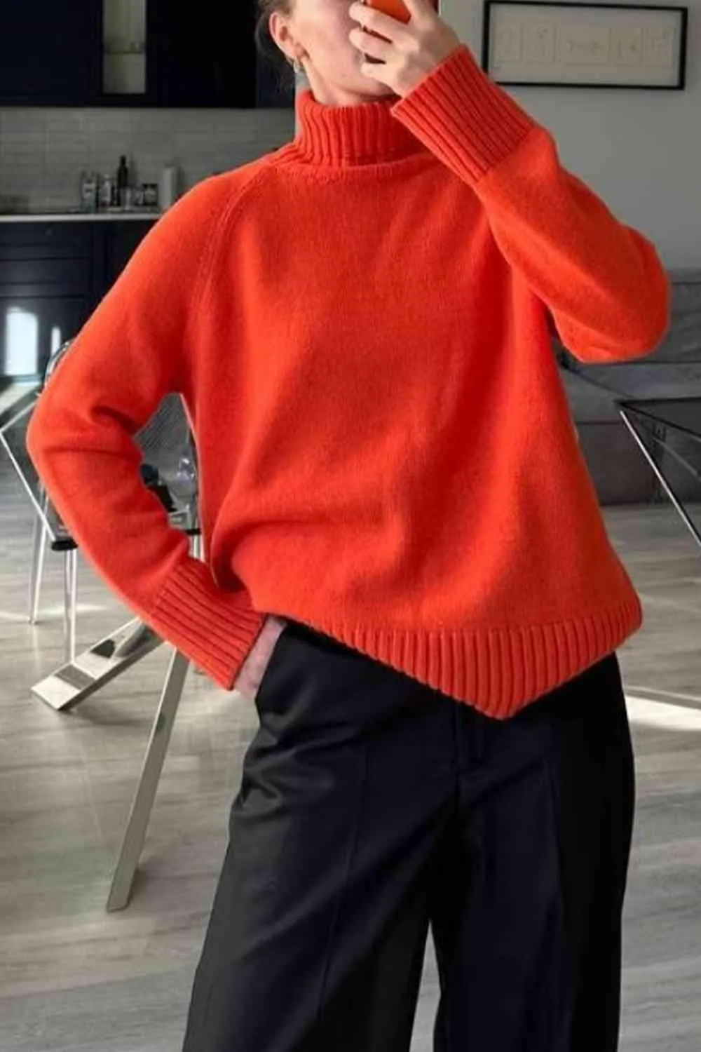 Warm Option Turtleneck Knit Sweater